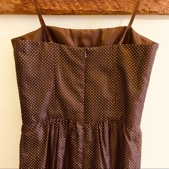 BCBG Paris—Brown Polka Dot Pleated Dress (Size 2) - Picture 5 of 8